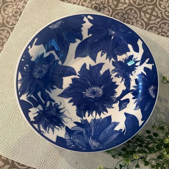 Ceramica Quadrifoglio Made in Italy Blue‎ Floral Transferware Serving Bowl 10” - Picture 2 of 6